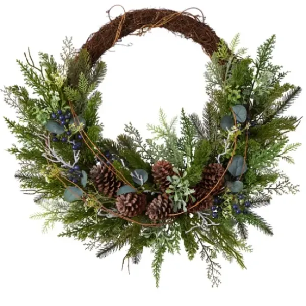 Wreaths-Kirkland's Home Juniper And Evergreen Vine Wreath Green/Brown