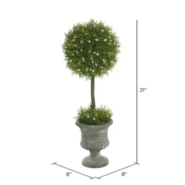 Trees & Topiaries-Kirkland's Home Juniper Ball Tree In Pedestal Urn