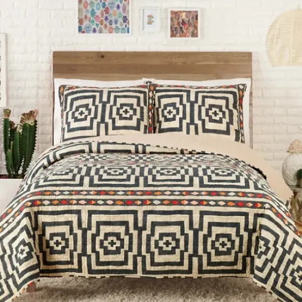 Quilts-Kirkland's Home Justina Blakeney Black Hypnotic Queen Quilt Set Black/White