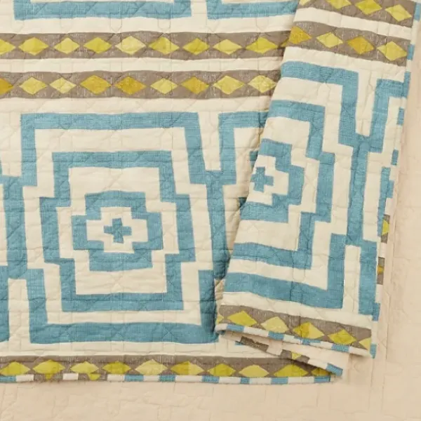 Quilts-Kirkland's Home Justina Blakeney Blue Hypnotic Queen Quilt Set Blue/White