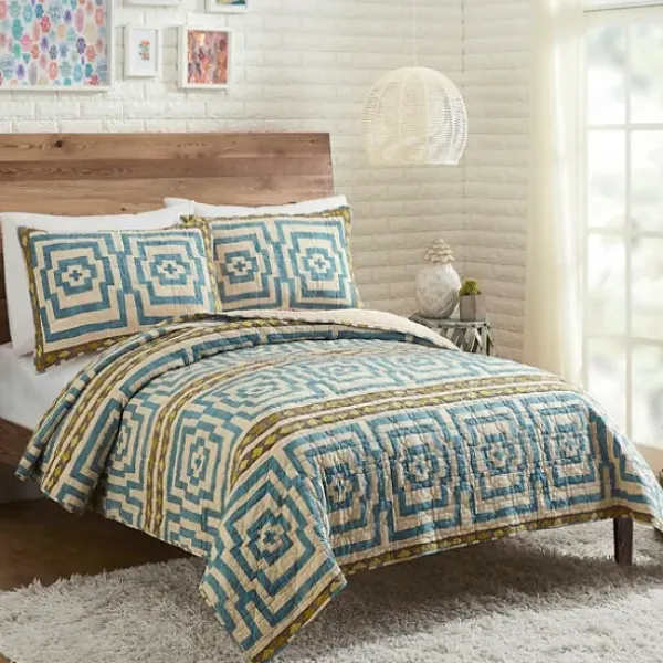 Quilts-Kirkland's Home Justina Blakeney Blue Hypnotic King Quilt Set Blue/White