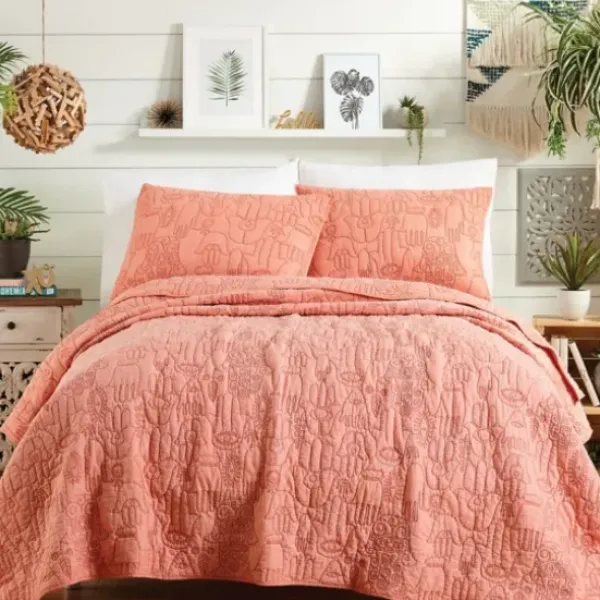 Quilts-Kirkland's Home Justina Blakeney Blush Hamsa Queen Quilt Set Pink
