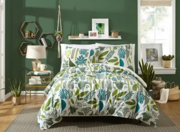 Duvets-Kirkland's Home Justina Blakeney Green Jardin Queen Duvet Set Green/Blue/White
