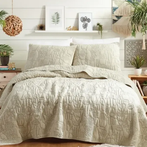 Quilts-Kirkland's Home Justina Blakeney Natural Hamsa King Quilt Set Tan