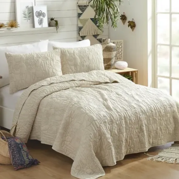 Quilts-Kirkland's Home Justina Blakeney Natural Hamsa King Quilt Set Tan