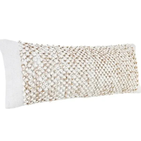 Pillows-Kirkland's Home Jute Hand Knotted Lumbar Pillow White