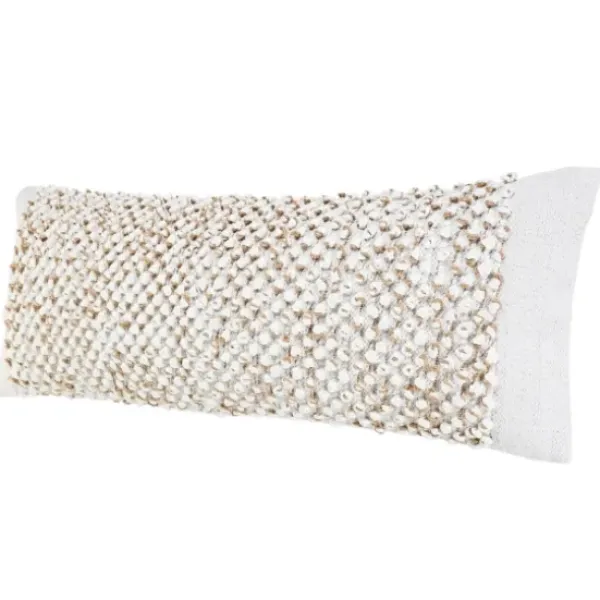 Pillows-Kirkland's Home Jute Hand Knotted Lumbar Pillow White