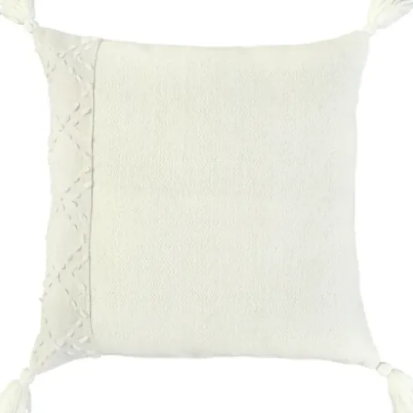 Pillows-Kirkland's Home Kantha Stitch Recycled Throw Pillow Ivory