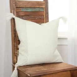 Pillows-Kirkland's Home Kantha Stitch Recycled Throw Pillow Ivory