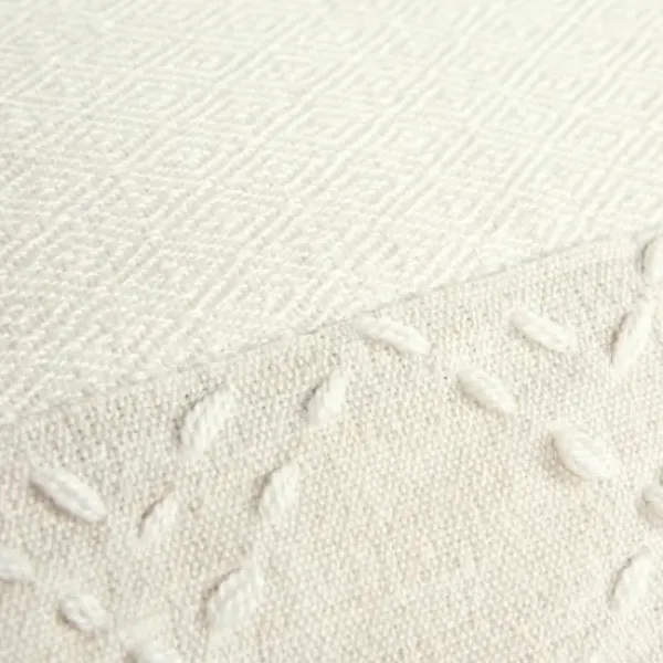 Pillows-Kirkland's Home Kantha Stitch Recycled Throw Pillow Ivory