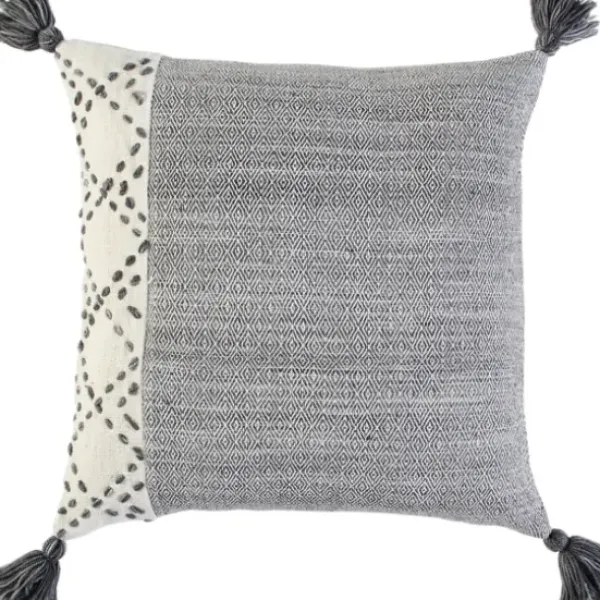 Pillows-Kirkland's Home Kantha Stitch Recycled Throw Pillow Gray