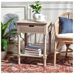Accent & End Tables-Kirkland's Home Karson Carved Turned Legs Accent Table Gray