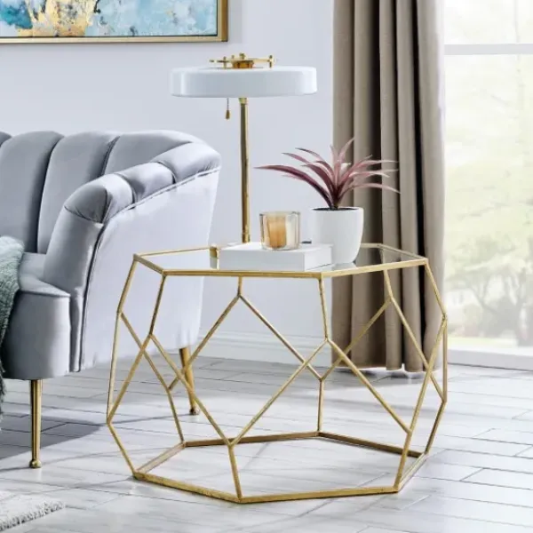 Coffee Tables-Kirkland's Home Kate Round Metal Coffee Table Gold