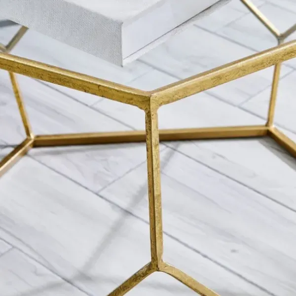 Coffee Tables-Kirkland's Home Kate Round Metal Coffee Table Gold