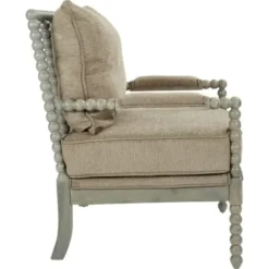 Accent Chairs-Kirkland's Home Khaki Liam Turned Leg Accent Chair Tan