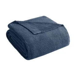 Blankets & Throws-Kirkland's Home King Rylan Knit Blanket Blue