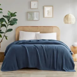 Blankets & Throws-Kirkland's Home King Rylan Knit Blanket Blue