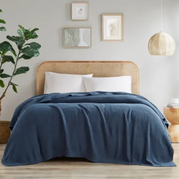 Blankets & Throws-Kirkland's Home King Rylan Knit Blanket Blue