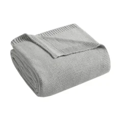 Blankets & Throws-Kirkland's Home King Rylan Knit Blanket Gray