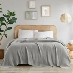 Blankets & Throws-Kirkland's Home King Rylan Knit Blanket Gray