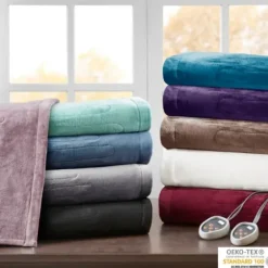 Blankets & Throws-Kirkland's Home King Ultra Soft Plush Heated Blanket Gray