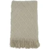 Blankets & Throws-Kirkland's Home Knitted Beige With Fringe Throw Blanket Tan