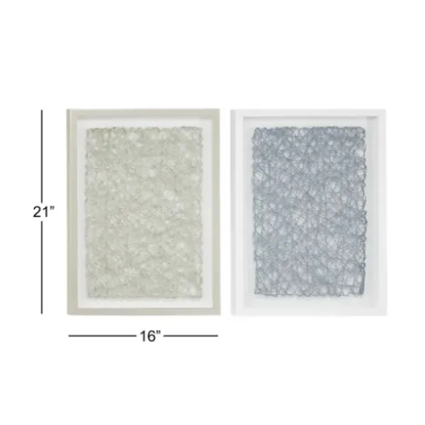 Framed Art-Kirkland's Home Knotted String 2-Pc. Shadow Box Set Green/Blue/White