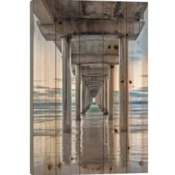 Wall Plaques-Kirkland's Home La Jolla Pier Wood Art Print Brown/Blue