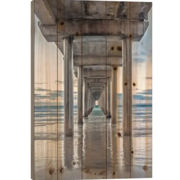 Wall Plaques-Kirkland's Home La Jolla Pier Wood Art Print Brown/Blue