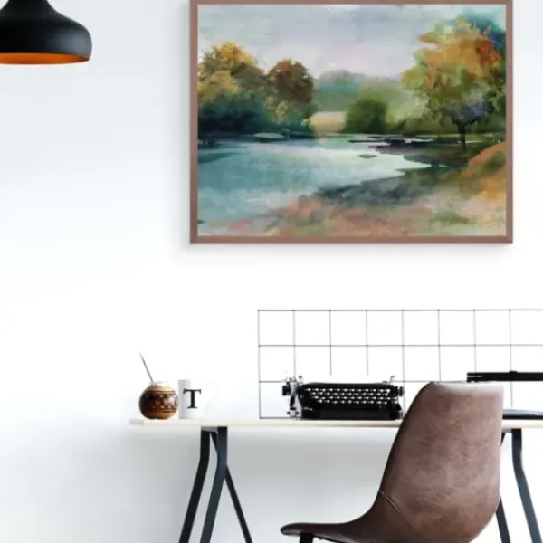 Canvas Art-Kirkland's Home Lacu Ii Framed Canvas Art Print Brown/Blue