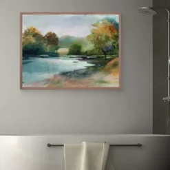 Canvas Art-Kirkland's Home Lacu Ii Framed Canvas Art Print Brown/Blue