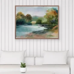 Canvas Art-Kirkland's Home Lacu Ii Framed Canvas Art Print Brown/Blue