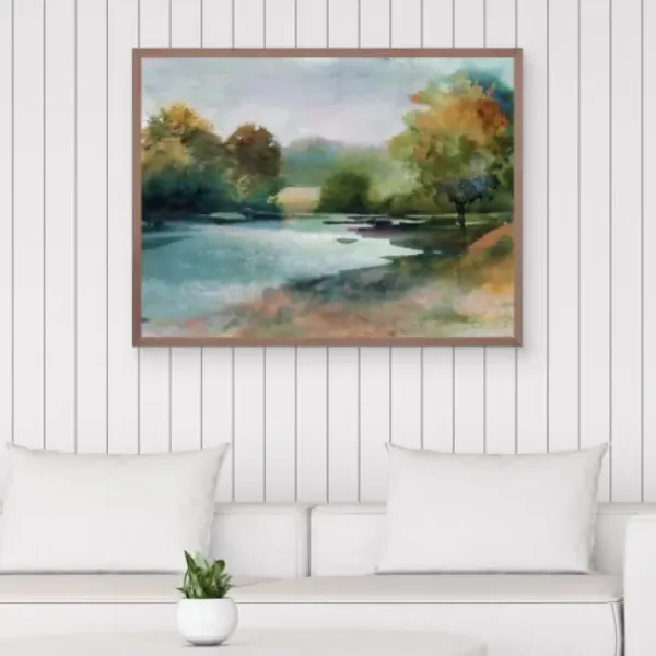 Canvas Art-Kirkland's Home Lacu Ii Framed Canvas Art Print Brown/Blue