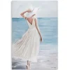 Canvas Art-Kirkland's Home Lady In White Hat & Dress Giclee Canvas Art Print Blue/White
