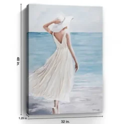 Canvas Art-Kirkland's Home Lady In White Hat & Dress Giclee Canvas Art Print Blue/White
