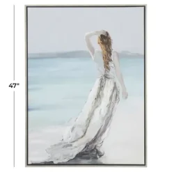Framed Art-Kirkland's Home Lady Of The Ocean Framed Canvas Art Print White/Blue/Gray