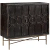 Cabinets & Sideboards-Kirkland's Home Laini Distressed Modern Carved Cabinet Black