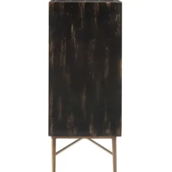 Cabinets & Sideboards-Kirkland's Home Laini Distressed Modern Carved Cabinet Black