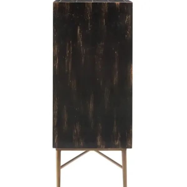 Cabinets & Sideboards-Kirkland's Home Laini Distressed Modern Carved Cabinet Black