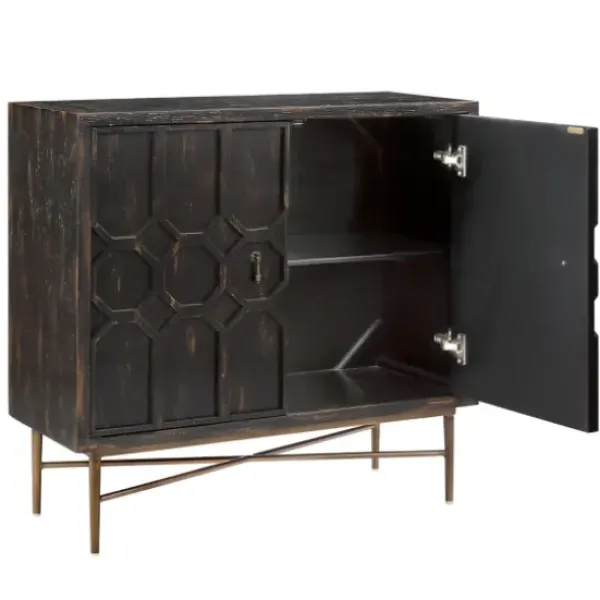 Cabinets & Sideboards-Kirkland's Home Laini Distressed Modern Carved Cabinet Black
