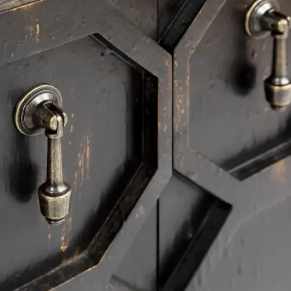 Cabinets & Sideboards-Kirkland's Home Laini Distressed Modern Carved Cabinet Black