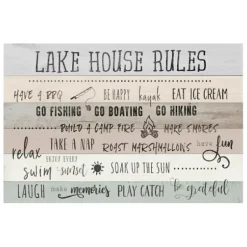 Wall Quotes & Signs-Kirkland's Home Lake House Rules Giclee Canvas Art Print Gray
