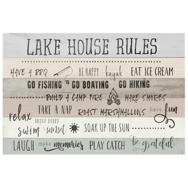 Wall Quotes & Signs-Kirkland's Home Lake House Rules Giclee Canvas Art Print Gray