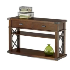 Console Tables-Kirkland's Home Lambert Double X Frame Console Table Brown