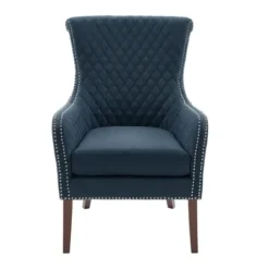 Accent Chairs-Kirkland's Home Lanea Quilted Accent Chair With Silver Studs Blue