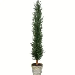 Trees & Topiaries-Kirkland's Home Large Cedar Tree In Mossy White Planter, 60 In.