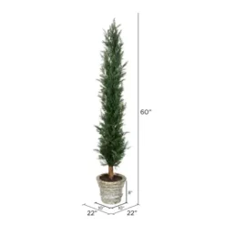 Trees & Topiaries-Kirkland's Home Large Cedar Tree In Mossy White Planter, 60 In.