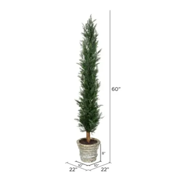 Trees & Topiaries-Kirkland's Home Large Cedar Tree In Mossy White Planter, 60 In.