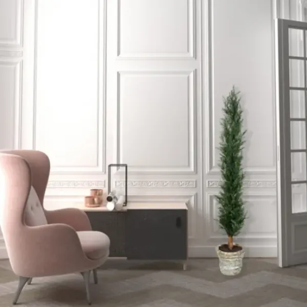 Trees & Topiaries-Kirkland's Home Large Cedar Tree In Mossy White Planter, 60 In.
