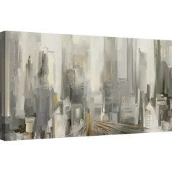 Canvas Art-Kirkland's Home Large City Lights Canvas Art Print Gray/White/Black